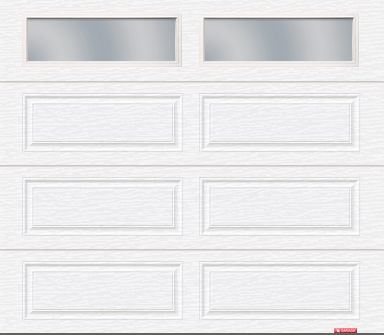 White 8x7 garage door with two-panel windows