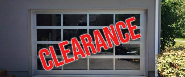 Image of clearance sign on garage door