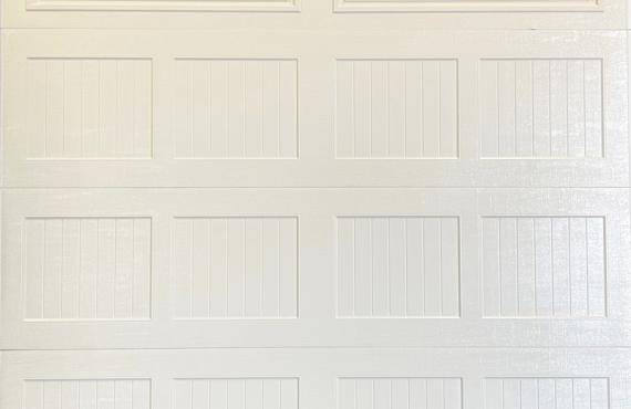 white garage door with 3-pane square windows